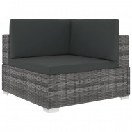 1 db szürke polyrattan moduláris sarokfotel párnákkal