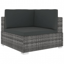 1 db szürke polyrattan moduláris sarokfotel párnákkal