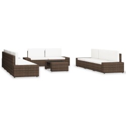 10 részes barna polyrattan kerti ülőgarnitúra