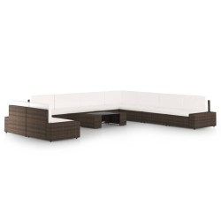 10 részes barna polyrattan kerti ülőgarnitúra párnákkal