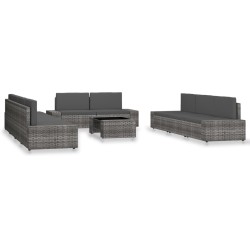 10 részes szürke polyrattan kerti ülőgarnitúra