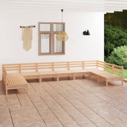 10 részes tömör fenyőfa kerti bútorgarnitúra