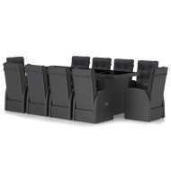 11 részes fekete polyrattan kültéri étkezőszett párnákkal
