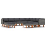 12 részes szürke polyrattan kerti ülőgarnitúra párnákkal