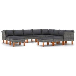 12 részes szürke polyrattan kerti ülőgarnitúra párnákkal