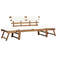2 az 1-ben tömör akácfa kerti pad párnákkal 190 cm