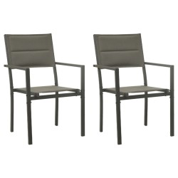 2 db antracitszürke textilén és acél kerti szék