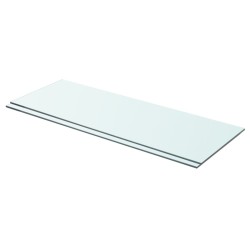 2 db átlátszó üveg paneles polc 70 x 25 cm