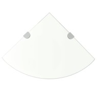 2 db átlátszó üveg sarokpolc krómtartóval 35 x 35 cm