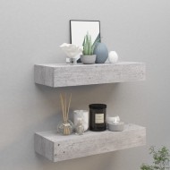 2 db betonszürke fiókos fali polc 60 x 23,5 x 10 cm