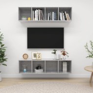 2 db betonszürke forgácslap falra szerelhető tv-szekrény