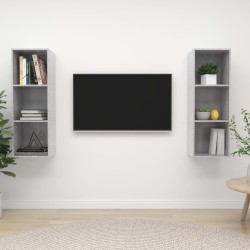 2 db betonszürke forgácslap falra szerelhető tv-szekrény