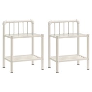 2 db fehér és átlátszó fém és üveg éjjeliszekrény