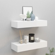 2 db fehér falra szerelhető fiókos polc 60 x 23,5 x 10 cm