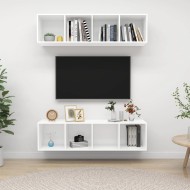 2 db fehér forgácslap falra szerelhető tv-szekrény