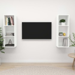2 db fehér forgácslap falra szerelhető tv-szekrény