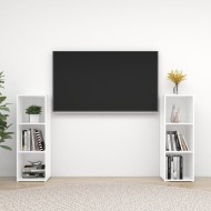 2 db fehér forgácslap tv-szekrény 107 x 35 x 37 cm