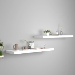 2 db fehér mdf lebegő fali polc 90 x 23,5 x 3,8 cm