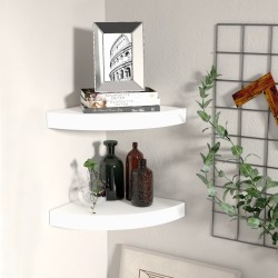 2 db fehér mdf lebegő sarokpolc 25 x 25 x 3,8 cm