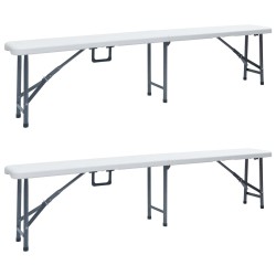 2 db fehér összecsukható hdpe kerti pad 180 cm
