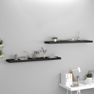 2 db fekete mdf fali polc 120 x 23,5 x 3,8 cm