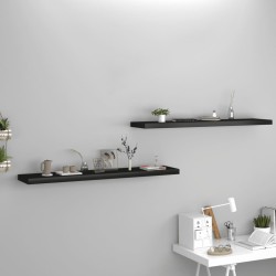 2 db fekete mdf fali polc 120 x 23,5 x 3,8 cm