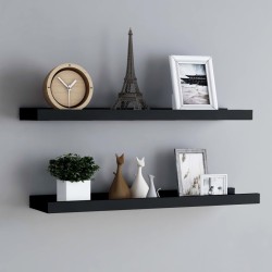 2 db fekete mdf szegélypolc képkeretekhez 80 x 9 x 3 cm