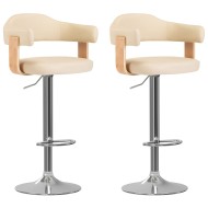 2 db krémszínű hajlított fa és műbőr bárszék