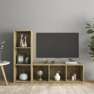 2 db sonoma-tölgyszínű forgácslap tv-szekrény 107 x 35 x 37 cm