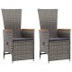 2 db szürke dönthető háttámlás polyrattan kerti szék párnával 2 db szürke dönthető háttámlás polyrattan kerti szék párnával