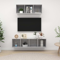 2 részes betonszürke forgácslap tv-szekrény szett