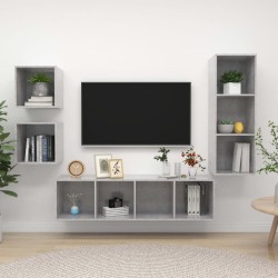 2 részes betonszürke forgácslap tv-szekrény szett