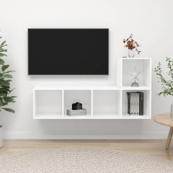 2 részes fehér forgácslap tv-szekrény szett