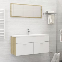 2 részes fehér-sonoma színű forgácslap fürdőszobai bútorszett