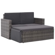 2-részes szürke polyrattan kerti bútorszett párnákkal