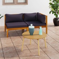 2 részes tömör akácfa kanapészett sötétszürke párnákkal