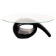 240432 coffee table with oval glass top high gloss black