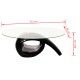 240432 coffee table with oval glass top high gloss black
