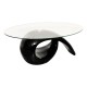 240432 coffee table with oval glass top high gloss black