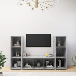 3 db betonszürke forgácslap tv-szekrény 107 x 35 x 37 cm