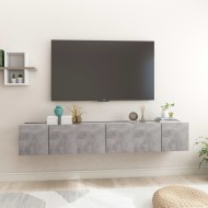 3 db betonszürke függő tv-szekrény 60 x 30 x 30 cm