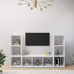 3 db fehér forgácslap tv-szekrény 107 x 35 x 37 cm