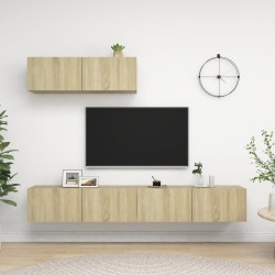 3 db sonoma-tölgyszínű forgácslap tv-szekrény