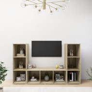 3 db sonoma-tölgyszínű forgácslap tv-szekrény 107 x 35 x 37 cm