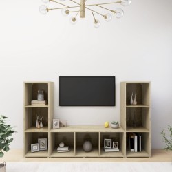 3 db sonoma-tölgyszínű forgácslap tv-szekrény 107 x 35 x 37 cm