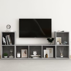 3 részes betonszürke forgácslap tv-szekrény szett