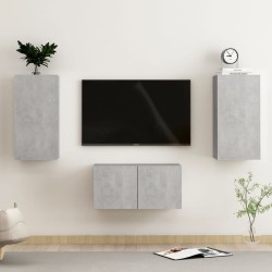 3 részes betonszürke forgácslap tv-szekrényszett