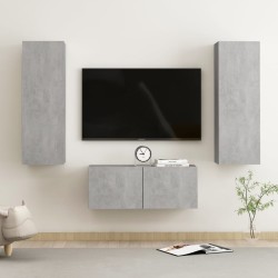 3 részes betonszürke forgácslap tv-szekrényszett