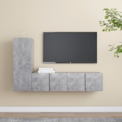 3 részes betonszürke forgácslap tv-szekrényszett