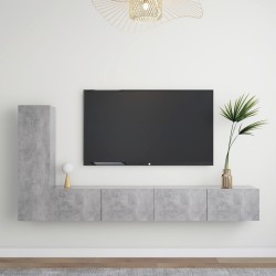 3 részes betonszürke forgácslap tv-szekrényszett